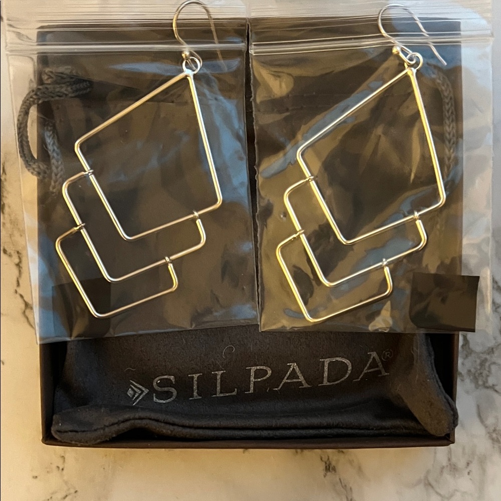 Silpada Modern Silver Geometric Earrings